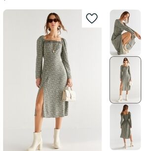 Francesca's Rosalie Ruffle Neck Floral Mididress Size Large